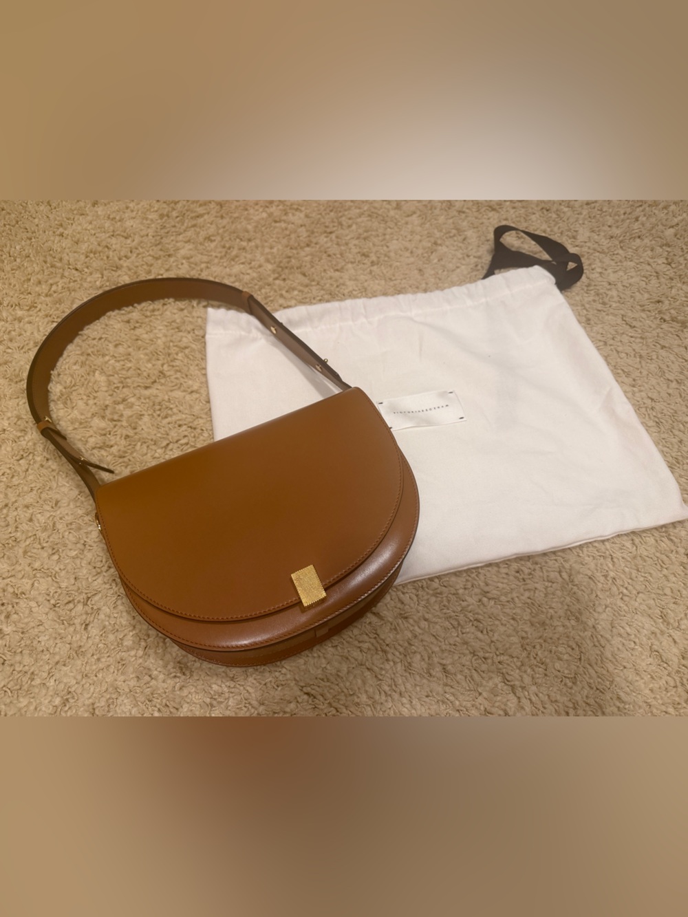 Victoria Beckham half moon Shoulder Bag in Cognac